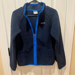 Columbia Kids Sherpa Jacket - Dark Blue with Bright Blue Trim